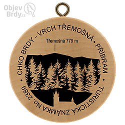 Turistická známka No. 2389, vrch Třemošná (779 m) v CHKO Brdy na Příbramsku