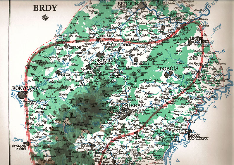 Slavná mapa Jana Čáky: Brdy a Podbrdsko.. 